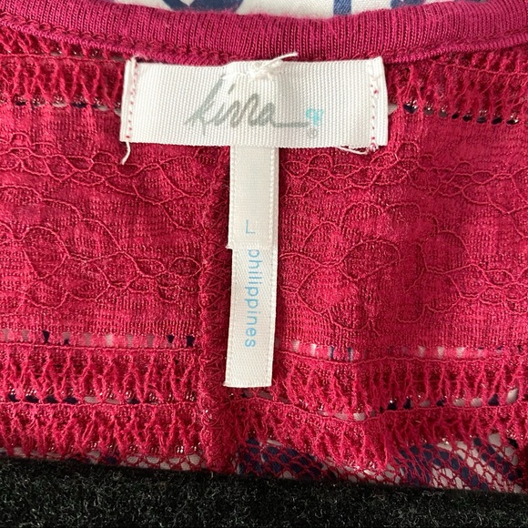 Red Shimmery Semi-Sheer Tank, Large - Picture 5 of 6